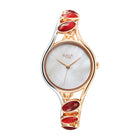 Titan Raga New You Quartz Analog Mother of Pearl Dial Garnet Stone bi-Metal Strap Watch for Women-NS95190KM01/NT95190KM01 