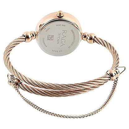 Titan Raga Quartz Analog White Dial Metal Strap Watch for Women-NS2586WM01 