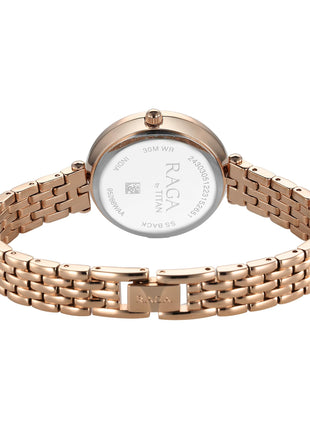 Titan Raga Showstopper Quartz Analog Blue Dial Metal Strap Watch for Women-NS95266WM01 