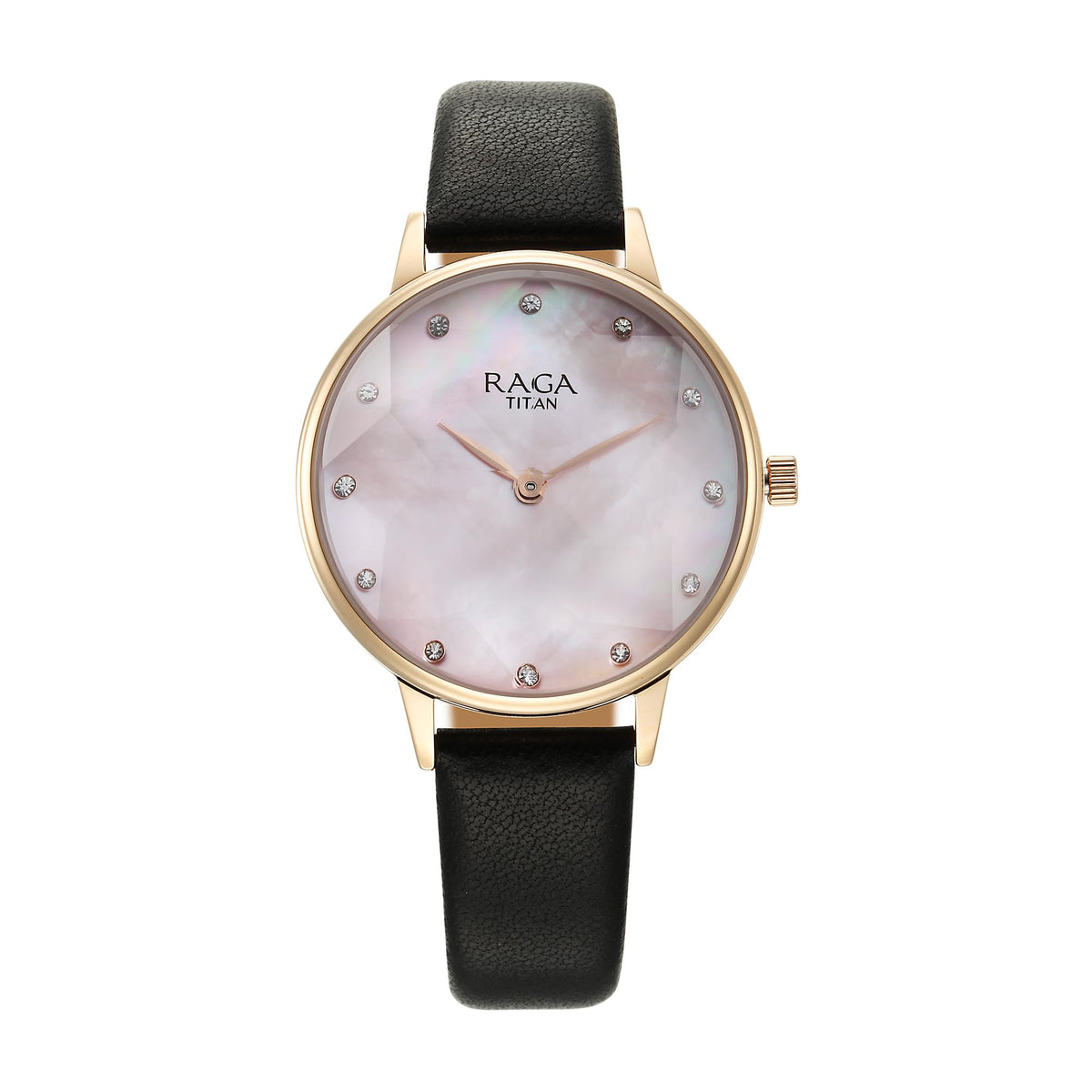 Titan Raga Showstopper Quartz Analog Mother of Pearl Dial Leather Strap Watch for Women-95274WL01/NT95274WL01 