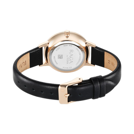 Titan Raga Showstopper Quartz Analog Mother of Pearl Dial Leather Strap Watch for Women-95274WL01/NT95274WL01 