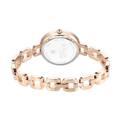 Titan Raga Showstopper Quartz Analog Mother of Pearl Dial Metal Strap Watch for Women-NS95272WM01 