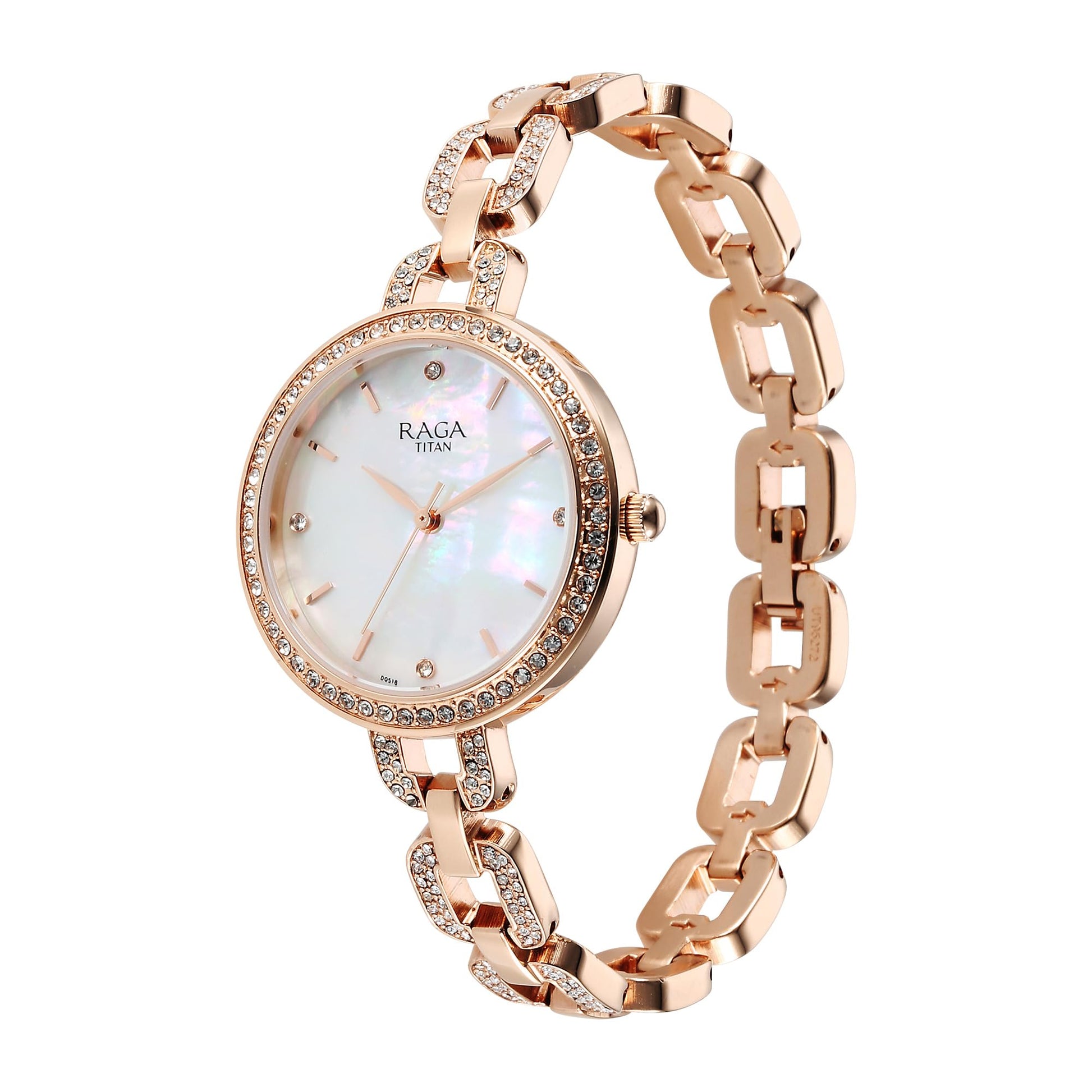 Titan Raga Showstopper Quartz Analog Mother of Pearl Dial Metal Strap Watch for Women-NS95272WM01 