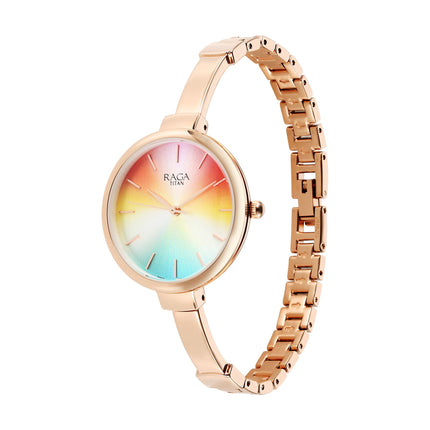 Titan Raga Showstopper Quartz Analog Multicoloured Dial Metal Strap Watch for Women-95273WM01/NT95273WM01 