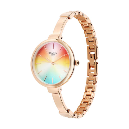 Titan Raga Showstopper Quartz Analog Multicoloured Dial Metal Strap Watch for Women-95273WM01/NT95273WM01 