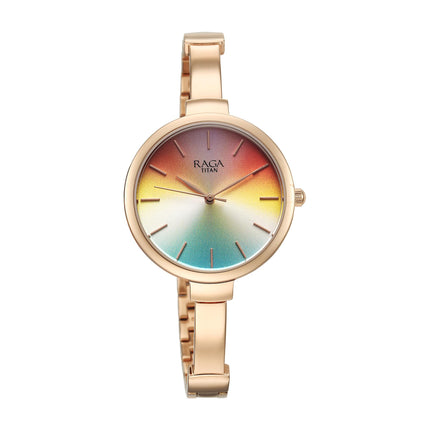 Titan Raga Showstopper Quartz Analog Multicoloured Dial Metal Strap Watch for Women-95273WM01/NT95273WM01 