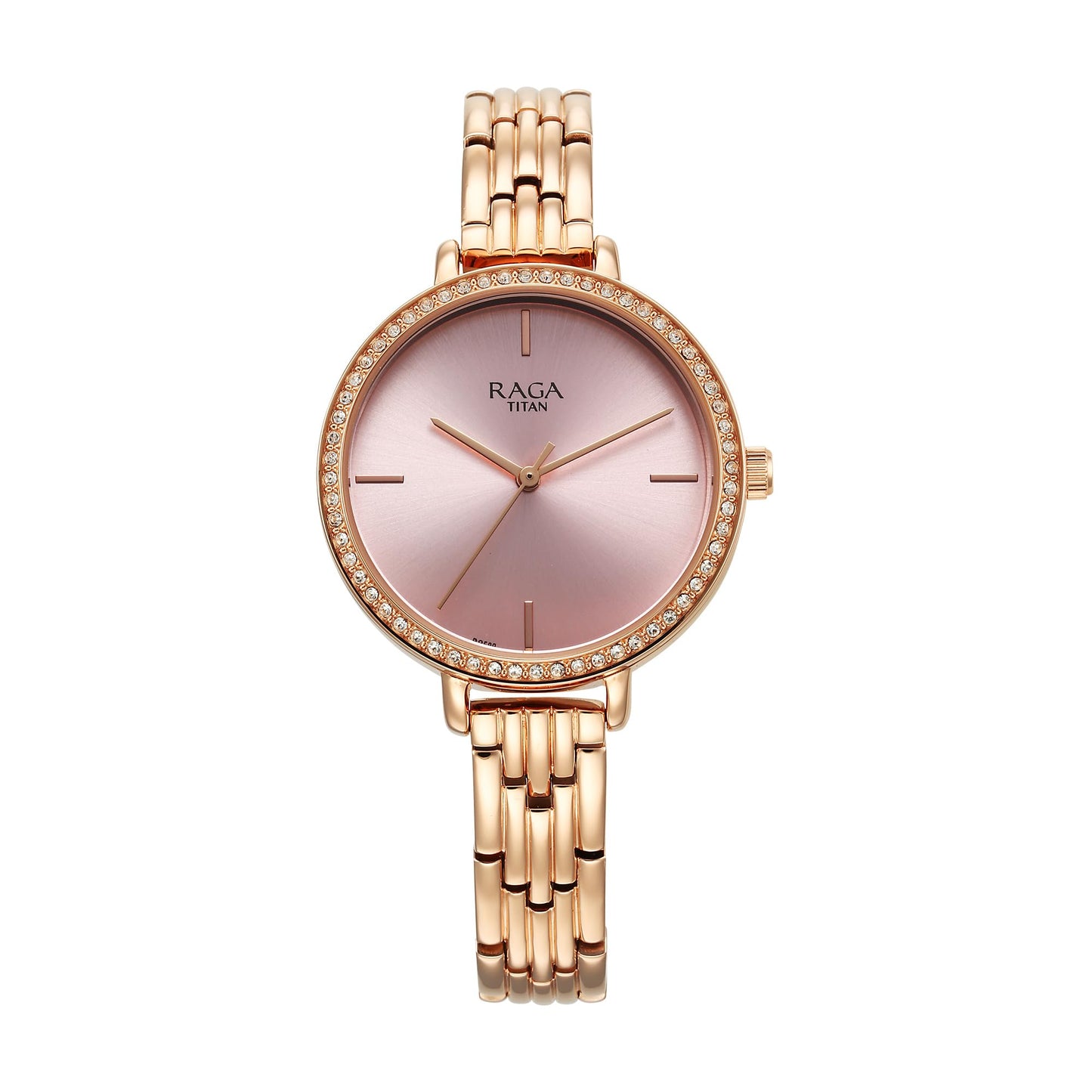 Titan Raga Showstopper Quartz Analog Pink Dial Metal Strap Watch for Women-95286WM01 