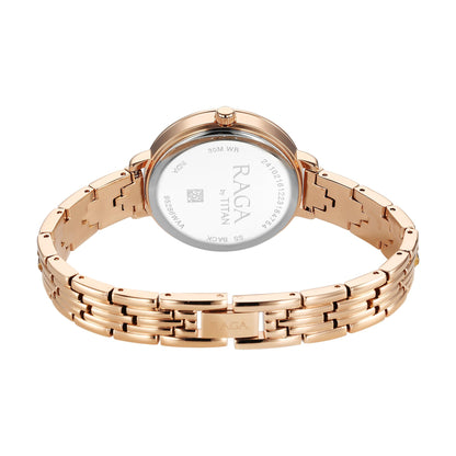 Titan Raga Showstopper Quartz Analog Pink Dial Metal Strap Watch for Women-95286WM01 