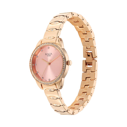 Titan Raga Showstopper Quartz Analog Pink Dial Metal Strap Watch for Women-NS95281WM01/NT95281WM01 