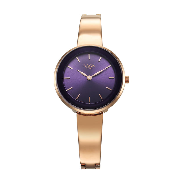 Titan Raga Showstopper Quartz Analog Purple Dial Metal Strap Watch for Women-95276WM01/NT95276WM01 
