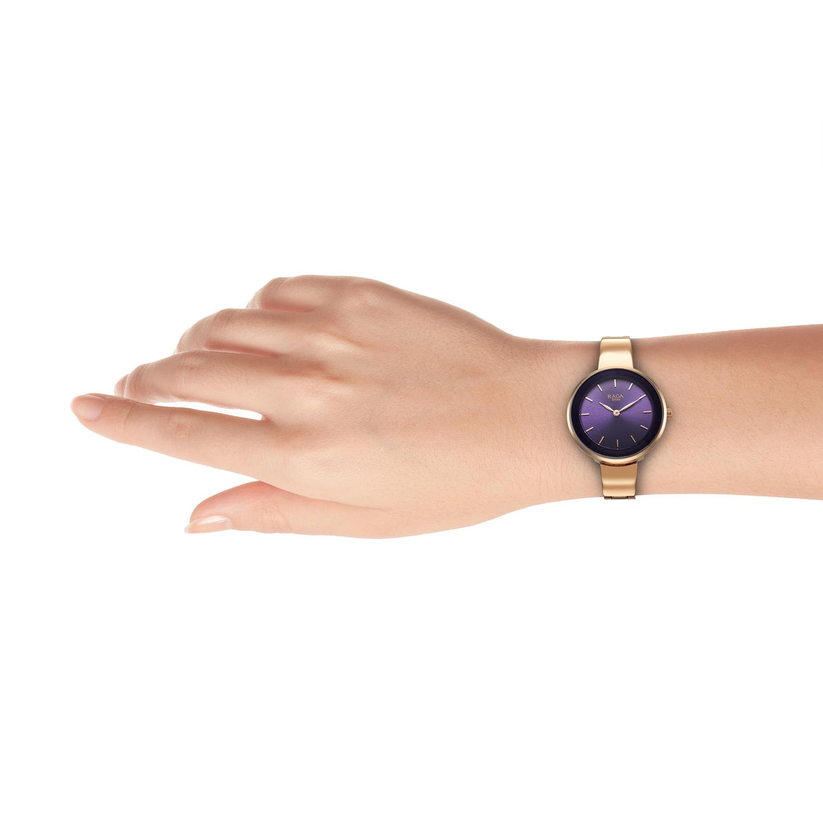 Titan Raga Showstopper Quartz Analog Purple Dial Metal Strap Watch for Women-95276WM01/NT95276WM01 