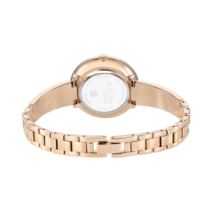 Titan Raga Showstopper Quartz Analog Purple Dial Metal Strap Watch for Women-95276WM01/NT95276WM01 