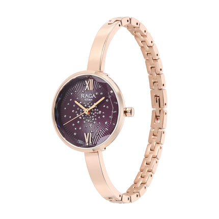 Titan Raga Showstopper Quartz Analog Purple Dial Metal Strap Watch for Women-NS95271WM01/NT95271WM01 