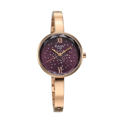 Titan Raga Showstopper Quartz Analog Purple Dial Metal Strap Watch for Women-NS95271WM01/NT95271WM01 