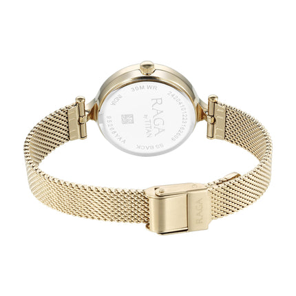 Titan Raga Showstopper Quartz Analog Silver Dial Metal Strap Watch for Women-95268YM01 