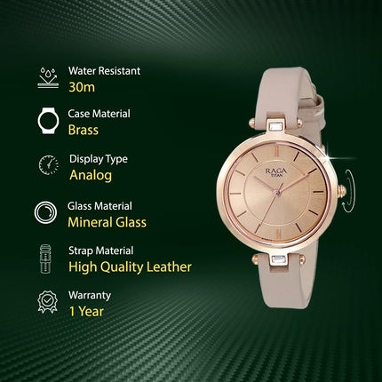 Titan Raga Viva Analog Rose Gold Dial Women's Watch 2603WL01/NN2603WL01/NP2603WL01 