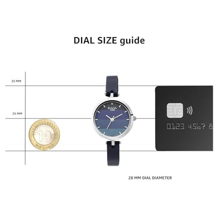 Titan Raga Viva Blue Dial Analog Leather Strap Watch for Women-NS2606SL02/NT2606SL02 