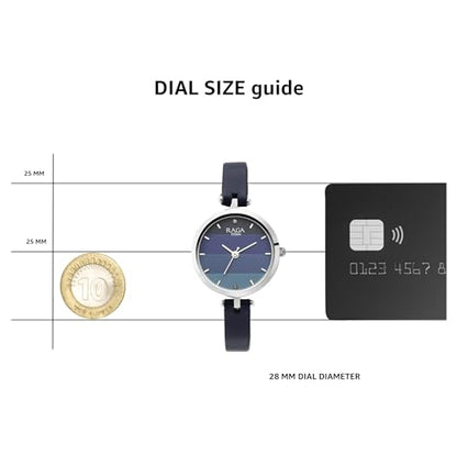 Titan Raga Viva Blue Dial Analog Leather Strap Watch for Women-NS2606SL02/NT2606SL02 