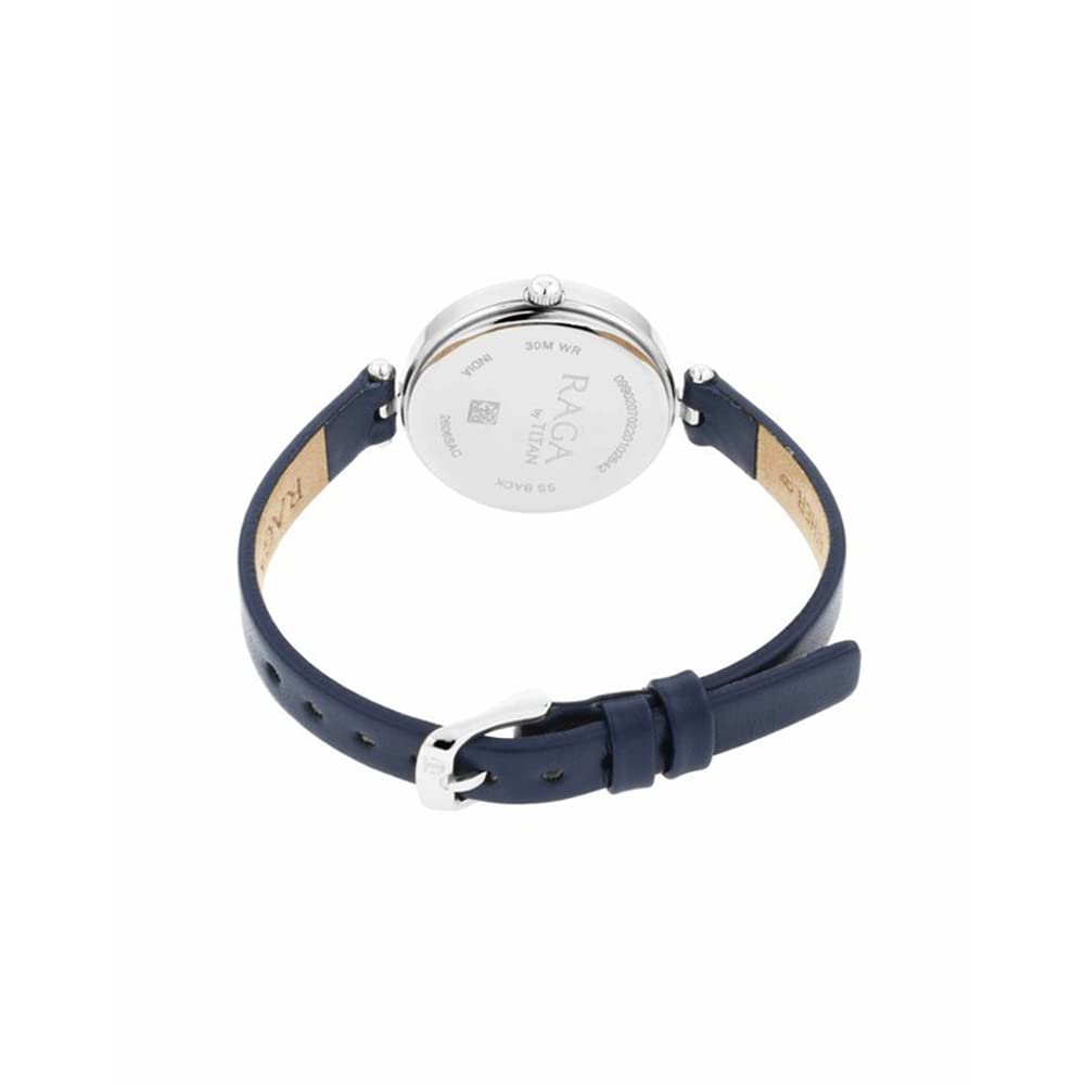 Titan Raga Viva Blue Dial Analog Leather Strap Watch for Women-NS2606SL02/NT2606SL02 