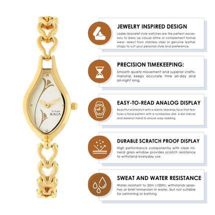 Titan Raga White Dial Women Analog Watch With Metal Strap-NS2457YM01 