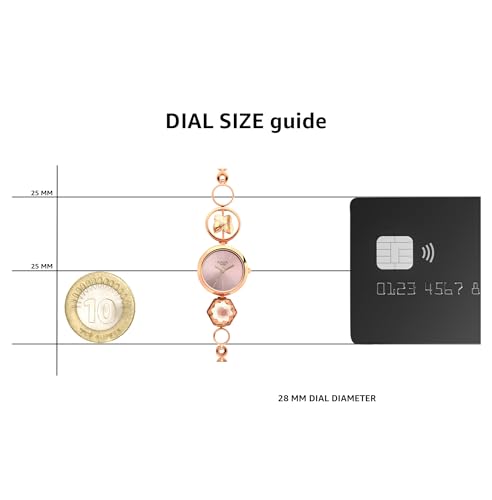 Titan Raga Women's Grace Analog Watch: Mother of Pearl Pink Dial & Rose Gold Band Ornate Bracelet Metal Watch-NS2606WM09 