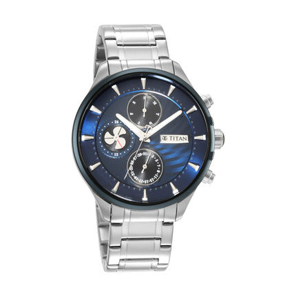 Titan Regalia Maritime Blue Dial Quartz Multifunction Stainless Steel Strap Watch for Men-NS1873KM02/NT1873KM02 