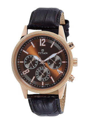 Titan Stainless Steel Neo Analog Silver Dial Men's Watch-Nl1734Wl01/Np1734Wl01, Band Color:Brown 