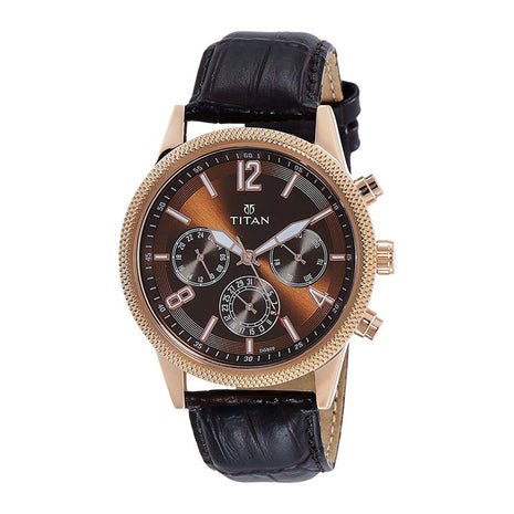 Titan Stainless Steel Neo Analog Silver Dial Men's Watch-Nl1734Wl01/Np1734Wl01, Band Color:Brown 