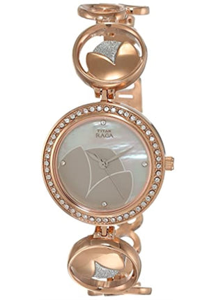 Titan Stainless Steel Raga Analog Mother Of Pearl Dial Women's Watch Nm2539Km01/Nn2539Km01/Np2539Km01, Band Color:Multicolor 
