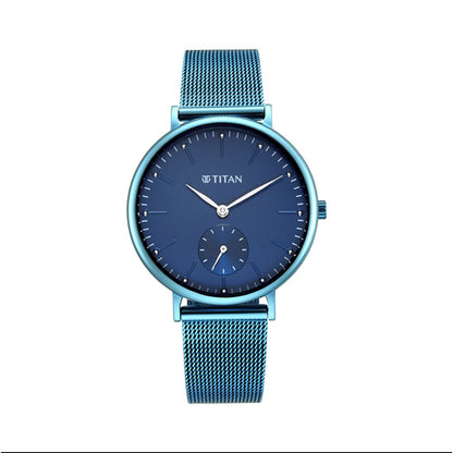 Titan Women Metal Analog Blue Dial Watch-95142Qm01/Np95142Qm01, Band Color-Blue 
