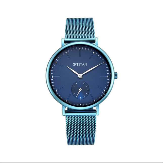 Titan Women Metal Analog Blue Dial Watch-95142Qm01/Np95142Qm01, Band Color-Blue 