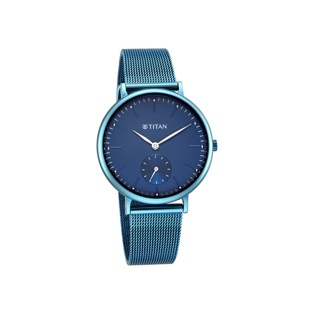 Titan Women Metal Analog Blue Dial Watch-95142Qm01/Np95142Qm01, Band Color-Blue 