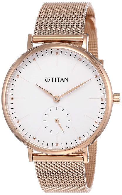 Titan Women Metal Analog White Dial Watch-95142Wm01/Np95142Wm01, Band Color-Rose Gold 