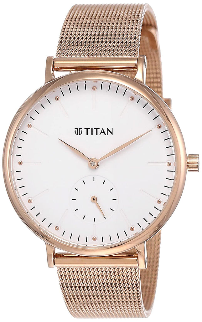 Titan Women Metal Analog White Dial Watch-95142Wm01/Np95142Wm01, Band Color-Rose Gold 