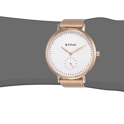 Titan Women Metal Analog White Dial Watch-95142Wm01/Np95142Wm01, Band Color-Rose Gold 