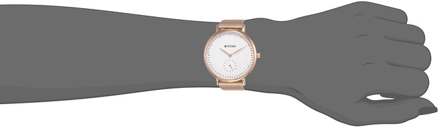 Titan Women Metal Analog White Dial Watch-95142Wm01/Np95142Wm01, Band Color-Rose Gold 