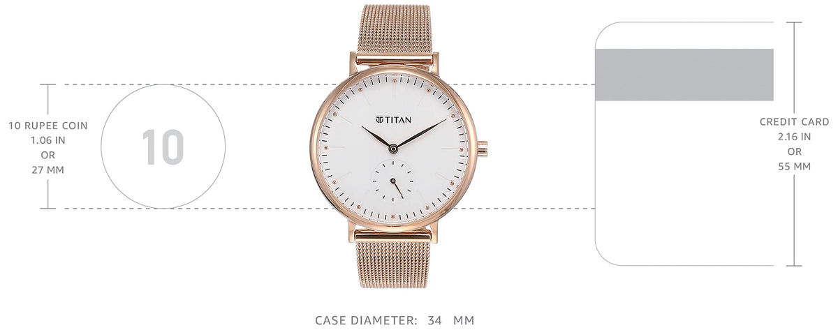 Titan Women Metal Analog White Dial Watch-95142Wm01/Np95142Wm01, Band Color-Rose Gold 