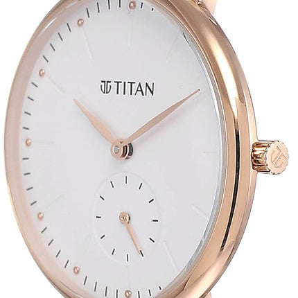 Titan Women Metal Analog White Dial Watch-95142Wm01/Np95142Wm01, Band Color-Rose Gold 