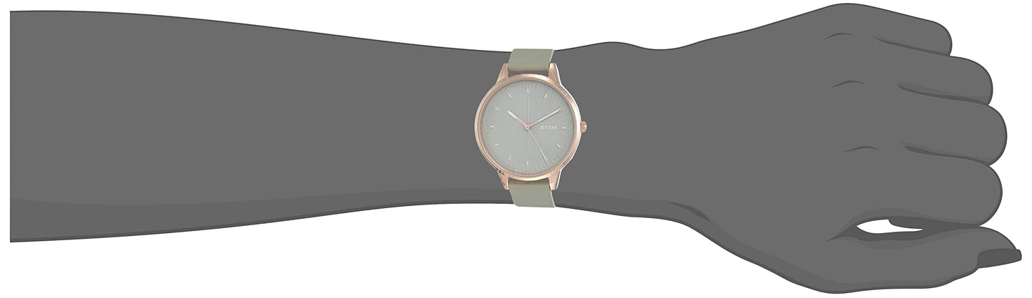 Titan Women's Precision Simplicity Analog Watch: Green Gradient Dial with Leather Strap-NS2648WL01 
