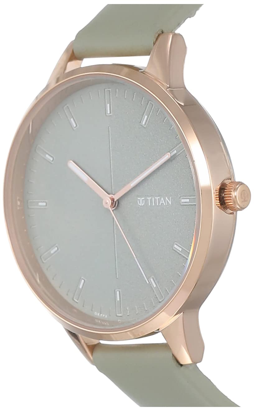 Titan Women's Precision Simplicity Analog Watch: Green Gradient Dial with Leather Strap-NS2648WL01 