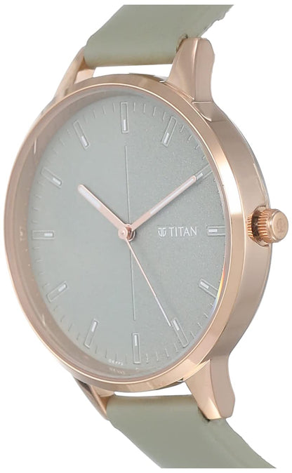 Titan Women's Precision Simplicity Analog Watch: Green Gradient Dial with Leather Strap-NS2648WL01 