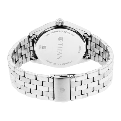 Titan Workwear Quartz Analog Black Dial Silver Stainless Steel Strap Watch for Men - NT1866SM01 