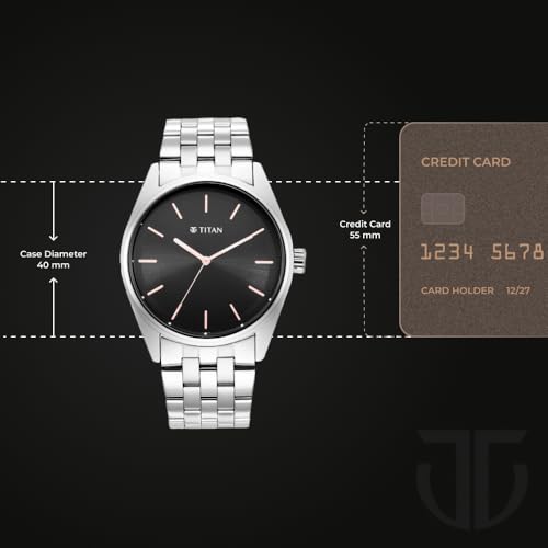 Titan Workwear Quartz Analog Black Dial Silver Stainless Steel Strap Watch for Men - NT1866SM01 