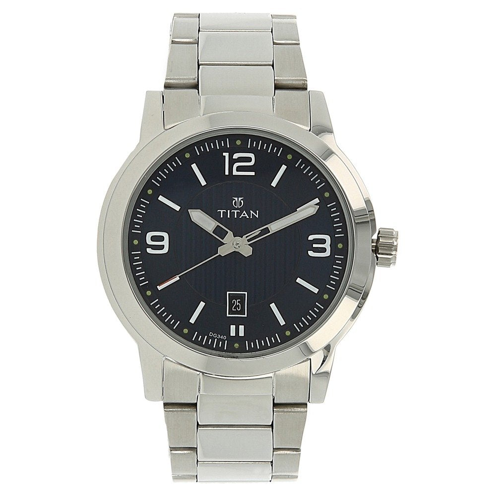Titan Workwear Urban Refinement Quartz Analog Midnight Blue Dial with Silver Stainless Steel Strap Watch for Men - NT1730SM03 