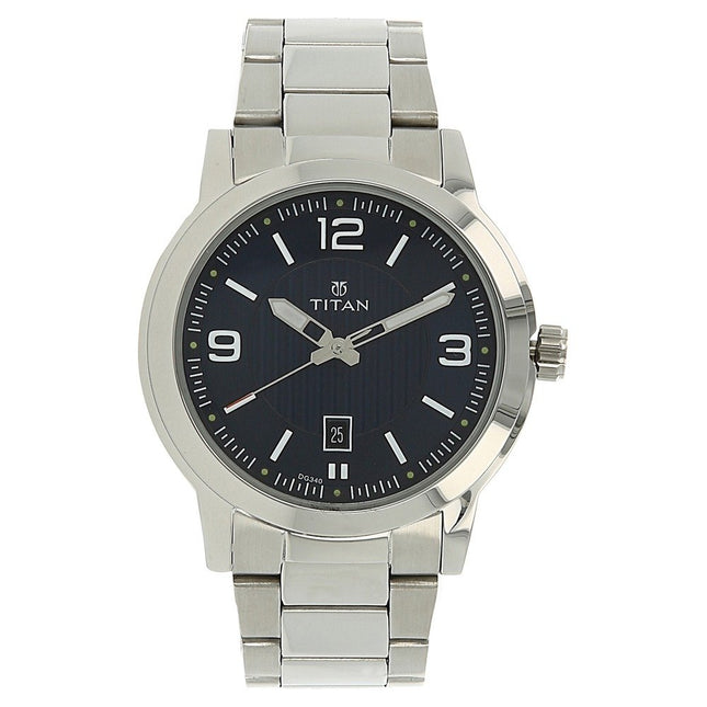 Titan Workwear Urban Refinement Quartz Analog Midnight Blue Dial with Silver Stainless Steel Strap Watch for Men - NT1730SM03 