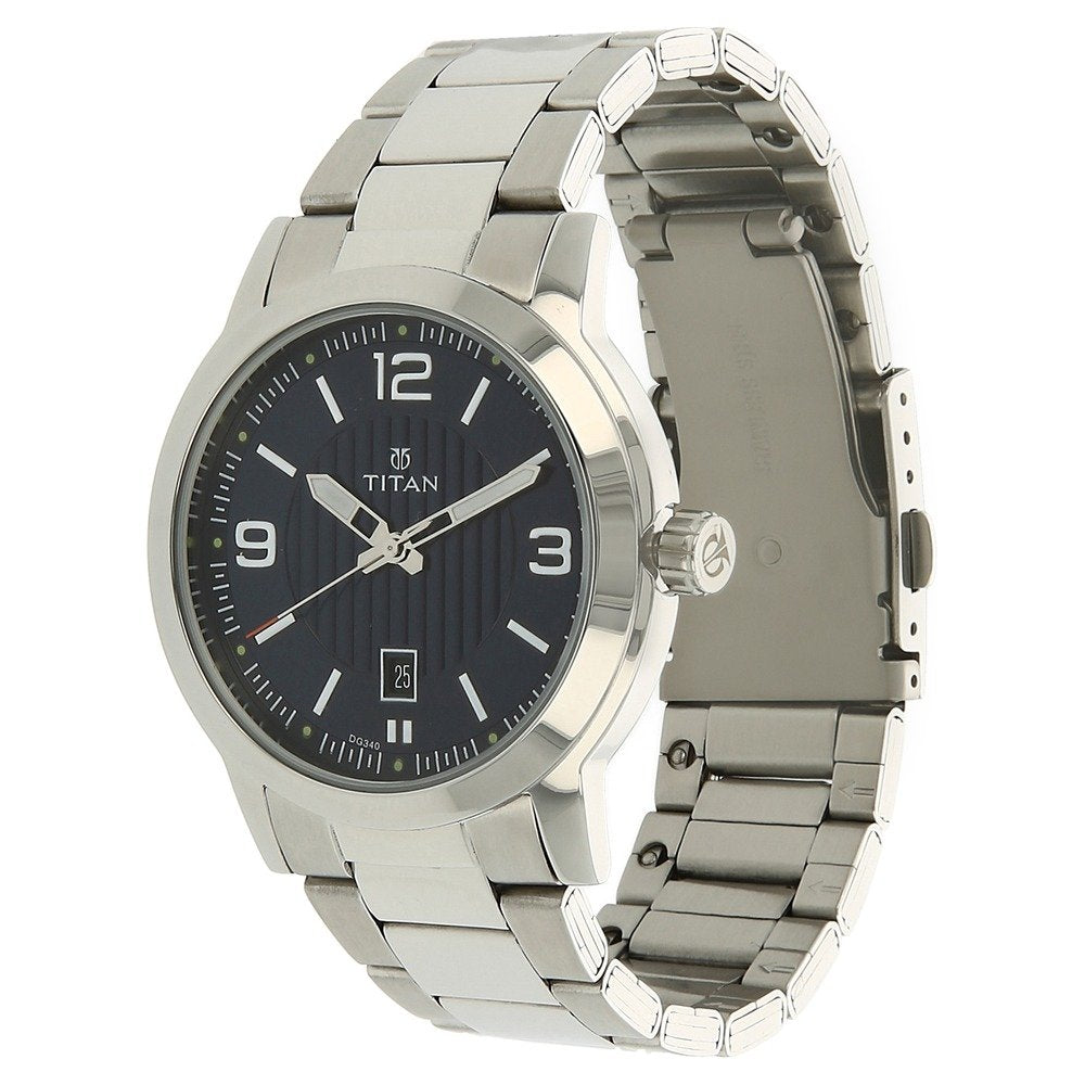 Titan Workwear Urban Refinement Quartz Analog Midnight Blue Dial with Silver Stainless Steel Strap Watch for Men - NT1730SM03 
