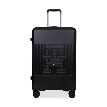 Tommy Hilfiger Mid-Size Luggage Patrick - Black | Check-in Trolley Bag with TSA Lock | 360° Spinner Wheels | Telescopic Handle |Hardshell Polycarbonate Suitcase |Water Resistance |74L Capacity |65cm 