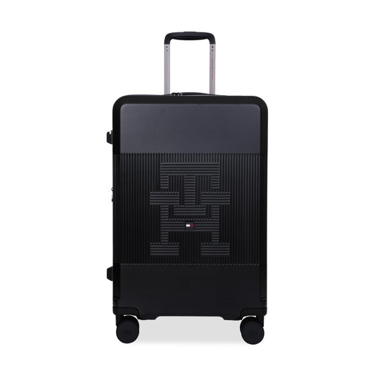 Tommy Hilfiger Mid-Size Luggage Patrick - Black | Check-in Trolley Bag with TSA Lock | 360° Spinner Wheels | Telescopic Handle |Hardshell Polycarbonate Suitcase |Water Resistance |74L Capacity |65cm 