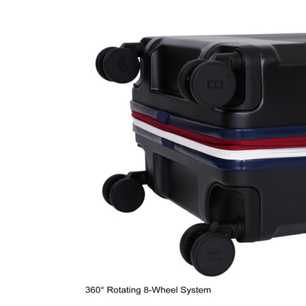 Tommy Hilfiger Mid-Size Luggage Patrick - Black | Check-in Trolley Bag with TSA Lock | 360° Spinner Wheels | Telescopic Handle |Hardshell Polycarbonate Suitcase |Water Resistance |74L Capacity |65cm 