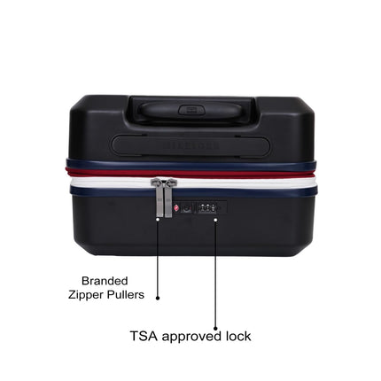 Tommy Hilfiger Mid-Size Luggage Patrick - Black | Check-in Trolley Bag with TSA Lock | 360° Spinner Wheels | Telescopic Handle |Hardshell Polycarbonate Suitcase |Water Resistance |74L Capacity |65cm 